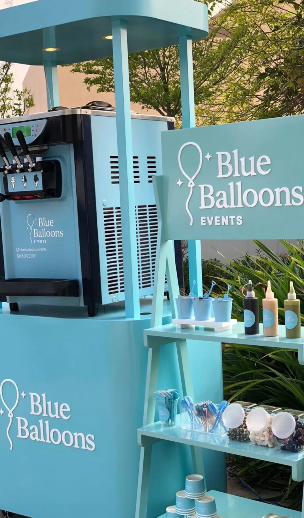 Blue Balloons in an outdoor setting
