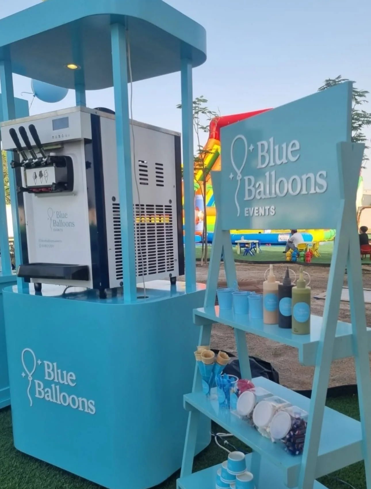 Blue Balloons in an outdoor setting