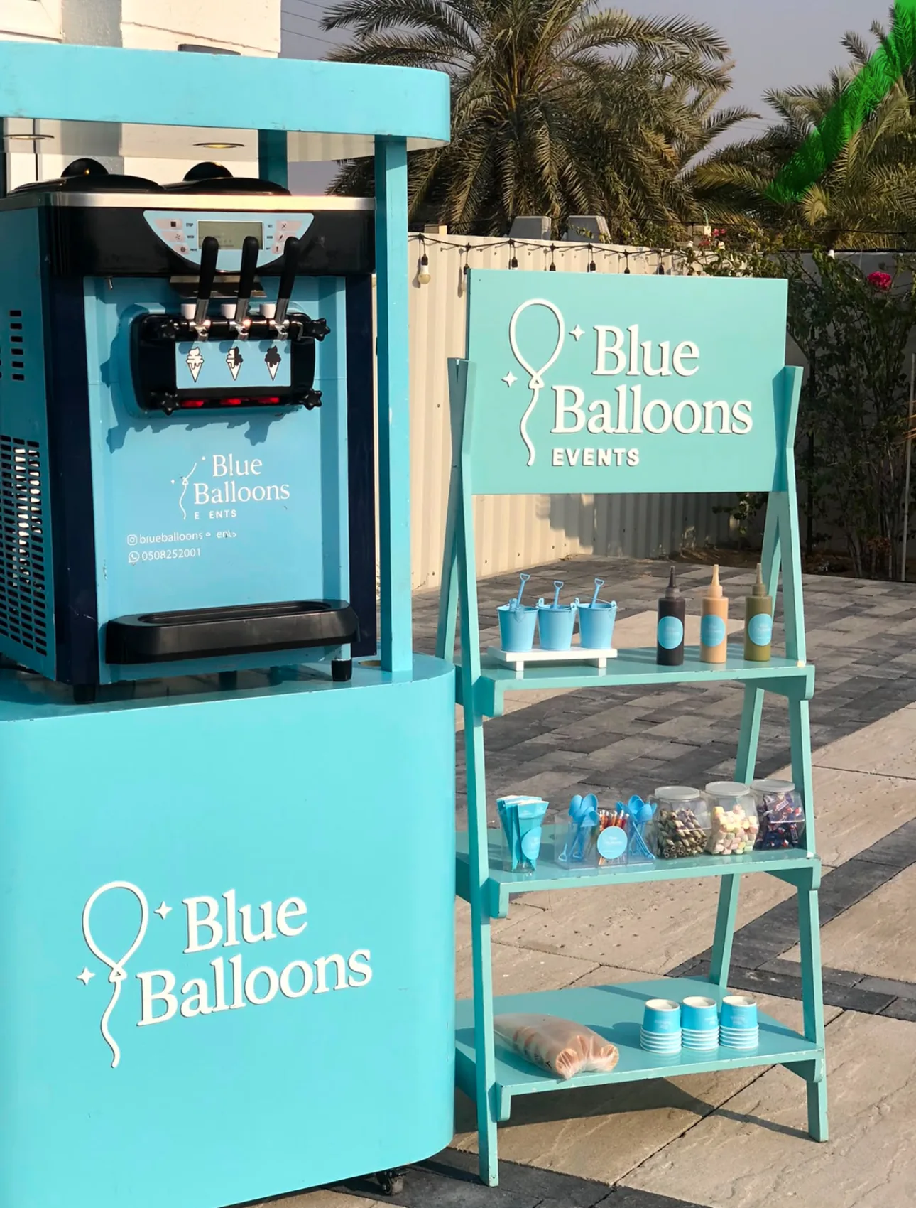 Blue Balloons in an outdoor setting