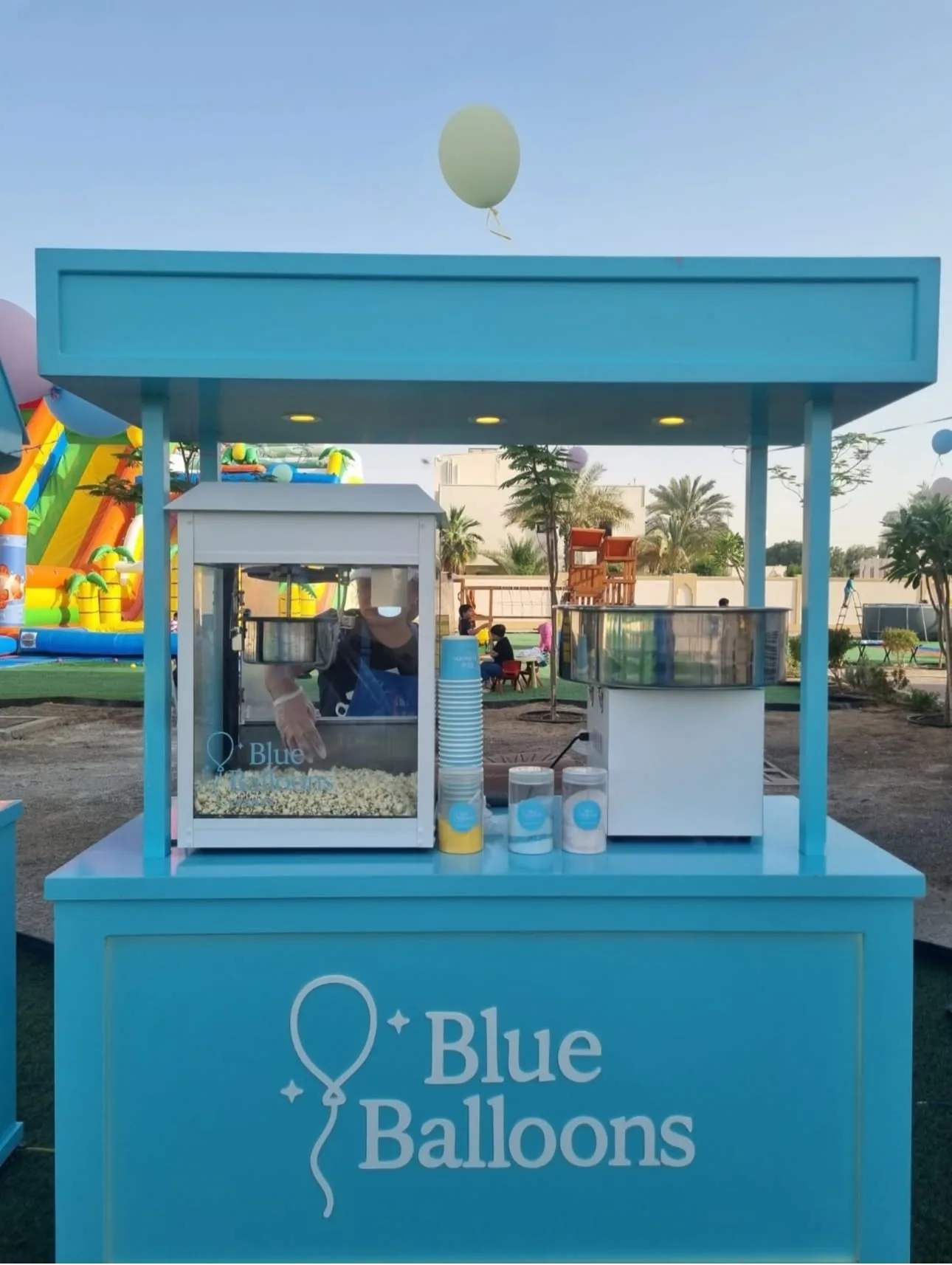 Blue Balloons in an outdoor setting