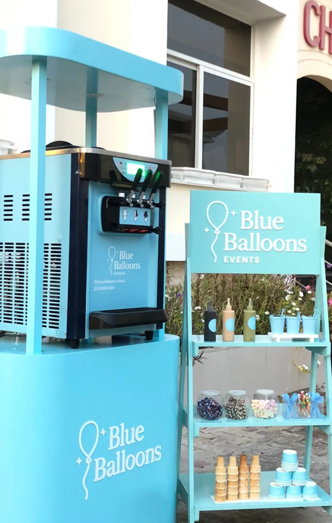 Blue Balloons in an outdoor setting